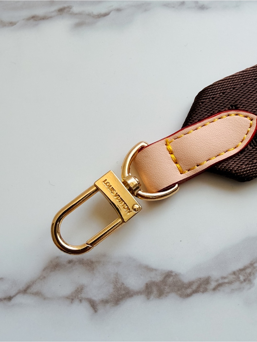 LV Designer Logo guitar Strap with Gold Hardware - Picture 7 of 8